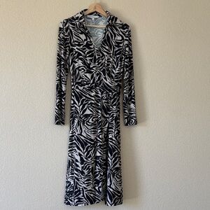 Rino & Pelle Long Sleeve Wrap Dress in Zebra Animal Print